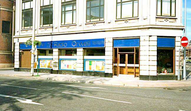 Radio Orwell station based at Electric House, Ipswich Town during the 1980s